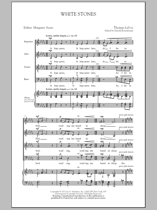 Harold Rosenbaum White Stones Sheet Music Notes & Chords for SATB - Download or Print PDF