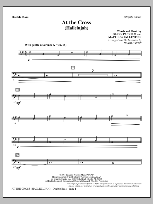 Harold Ross At The Cross (Hallelujah) - Double Bass Sheet Music Notes & Chords for Choir Instrumental Pak - Download or Print PDF