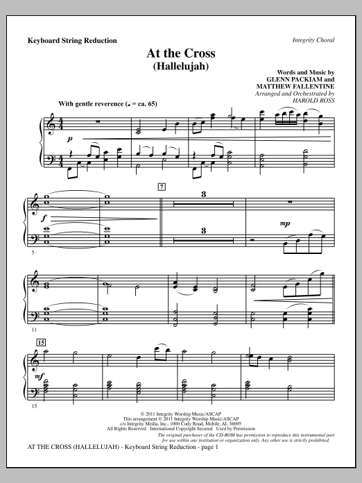 Harold Ross At The Cross (Hallelujah) - Keyboard String Reduction Sheet Music Notes & Chords for Choir Instrumental Pak - Download or Print PDF