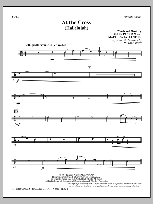 Harold Ross At The Cross (Hallelujah) - Viola Sheet Music Notes & Chords for Choir Instrumental Pak - Download or Print PDF
