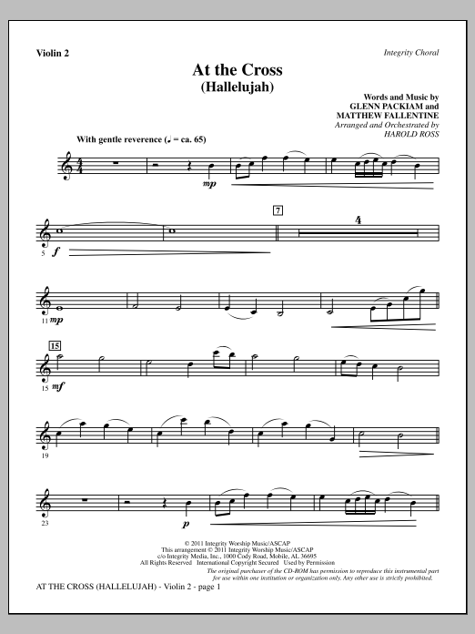 Harold Ross At The Cross (Hallelujah) - Violin 2 Sheet Music Notes & Chords for Choir Instrumental Pak - Download or Print PDF