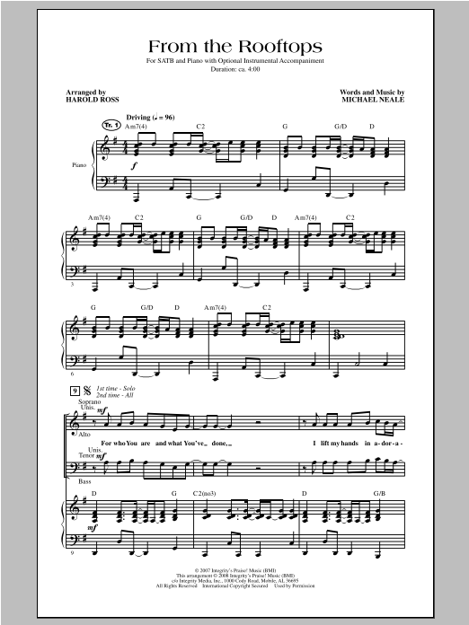 Harold Ross From The Rooftops Sheet Music Notes & Chords for SATB - Download or Print PDF