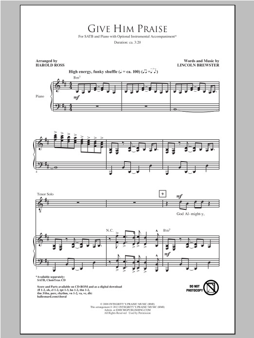 Harold Ross Give Him Praise Sheet Music Notes & Chords for SATB - Download or Print PDF