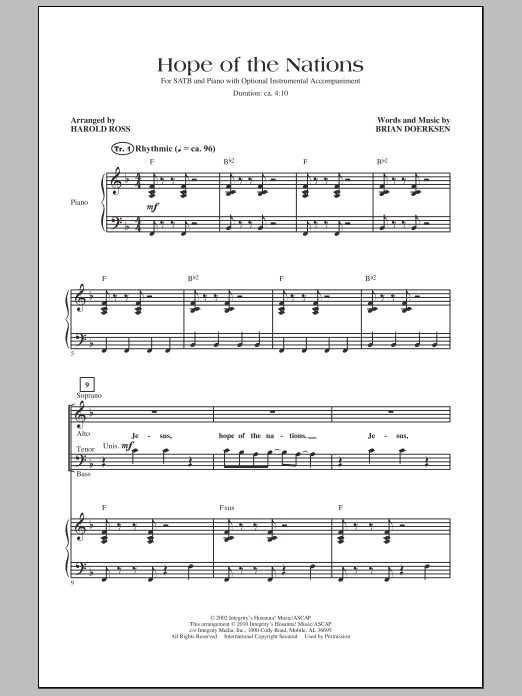 Harold Ross Hope Of The Nations Sheet Music Notes & Chords for SATB - Download or Print PDF