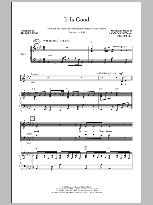 Harold Ross It Is Good Sheet Music Notes & Chords for SATB - Download or Print PDF
