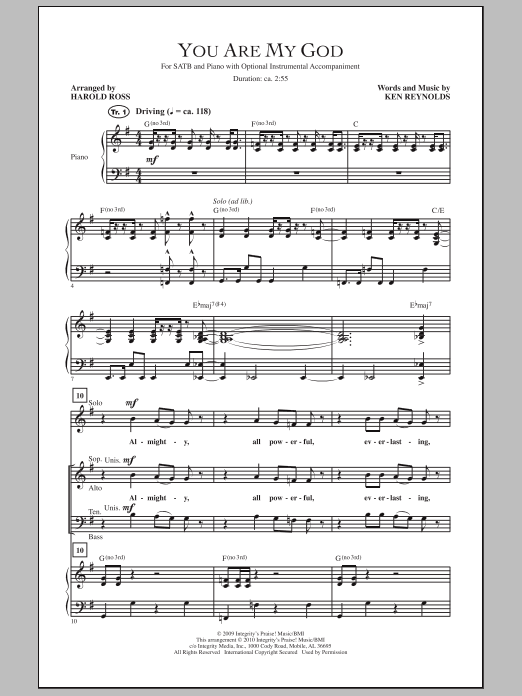 Harold Ross You Are My God Sheet Music Notes & Chords for SATB - Download or Print PDF