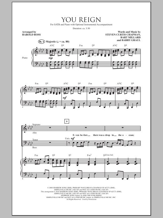 Harold Ross You Reign Sheet Music Notes & Chords for SATB - Download or Print PDF