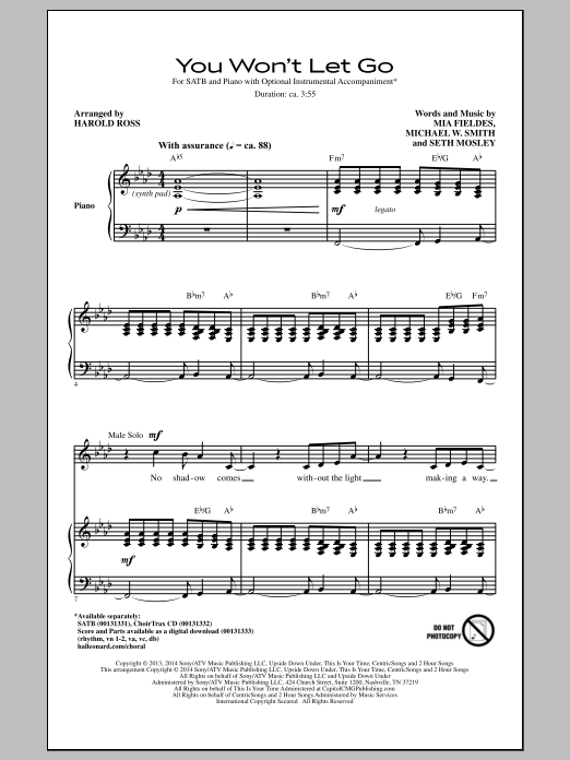 Michael W. Smith You Won't Let Go (arr. Harold Ross) Sheet Music Notes & Chords for SATB - Download or Print PDF