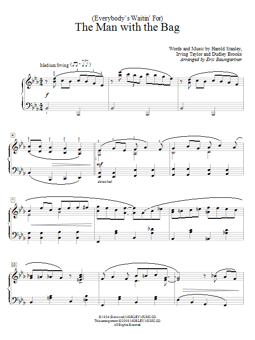 Harold Stanley (Everybody's Waitin' For) The Man With The Bag Sheet Music Notes & Chords for Tenor Saxophone - Download or Print PDF