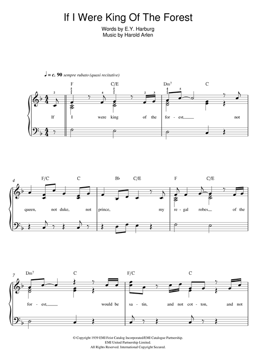 Harold Arlen If I Were The King Of The Forest Sheet Music Notes & Chords for Ukulele - Download or Print PDF
