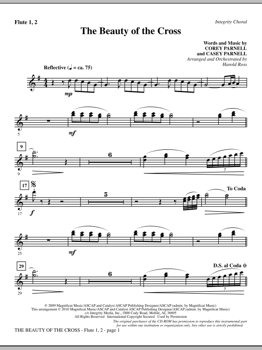 Preview Harold Ross The Beauty Of The Cross - Flute 1 & 2 Contemporary sheet music, notes and chords for Choir Instrumental Pak, SKU: 296092 The Beauty Of The Cross - Flute 1 & 2 sheet music