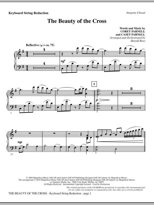 Preview Harold Ross The Beauty Of The Cross - Keyboard String Reduction Contemporary sheet music, notes and chords for Choir Instrumental Pak, SKU: 296139 The Beauty Of The Cross - Keyboard String Reduction sheet music
