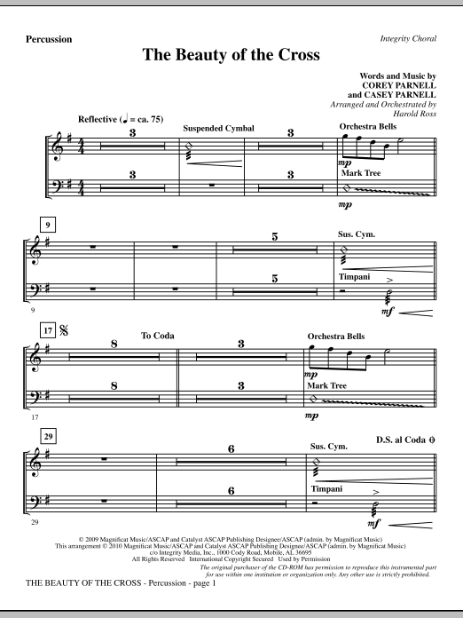 Preview Harold Ross The Beauty Of The Cross - Percussion Contemporary sheet music, notes and chords for Choir Instrumental Pak, SKU: 296128 The Beauty Of The Cross - Percussion sheet music