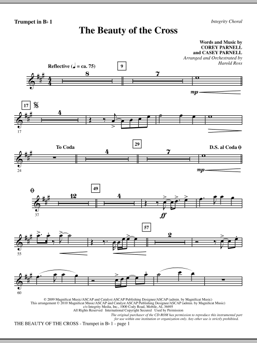 Preview Harold Ross The Beauty Of The Cross - Trumpet 1 Contemporary sheet music, notes and chords for Choir Instrumental Pak, SKU: 296095 The Beauty Of The Cross - Trumpet 1 sheet music