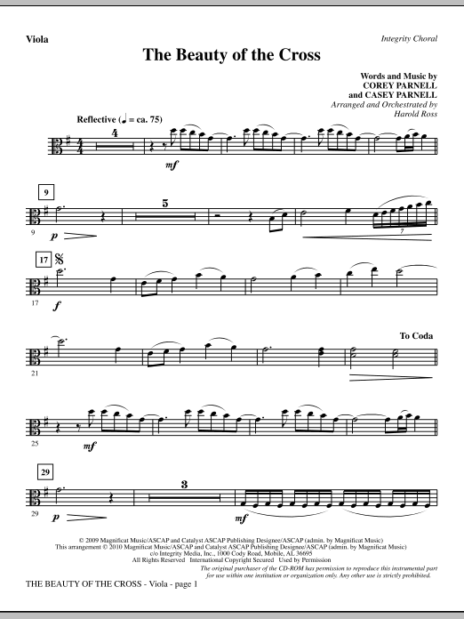 Preview Harold Ross The Beauty Of The Cross - Viola Contemporary sheet music, notes and chords for Choir Instrumental Pak, SKU: 296133 The Beauty Of The Cross - Viola sheet music