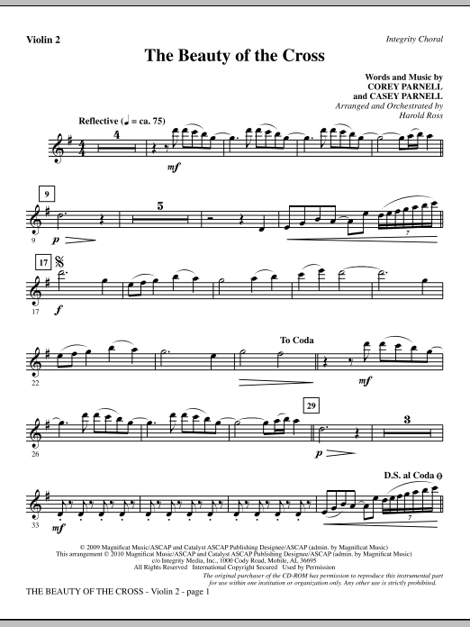Preview Harold Ross The Beauty Of The Cross - Violin 2 Contemporary sheet music, notes and chords for Choir Instrumental Pak, SKU: 296132 The Beauty Of The Cross - Violin 2 sheet music
