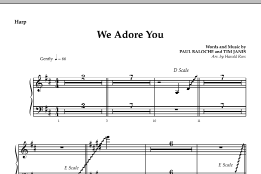 Preview Harold Ross We Adore You - Harp Christmas sheet music, notes and chords for Choir Instrumental Pak, SKU: 295888 We Adore You - Harp sheet music