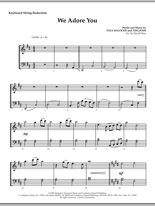 Preview Harold Ross We Adore You - Keyboard String Reduction Christmas sheet music, notes and chords for Choir Instrumental Pak, SKU: 295897 We Adore You - Keyboard String Reduction sheet music