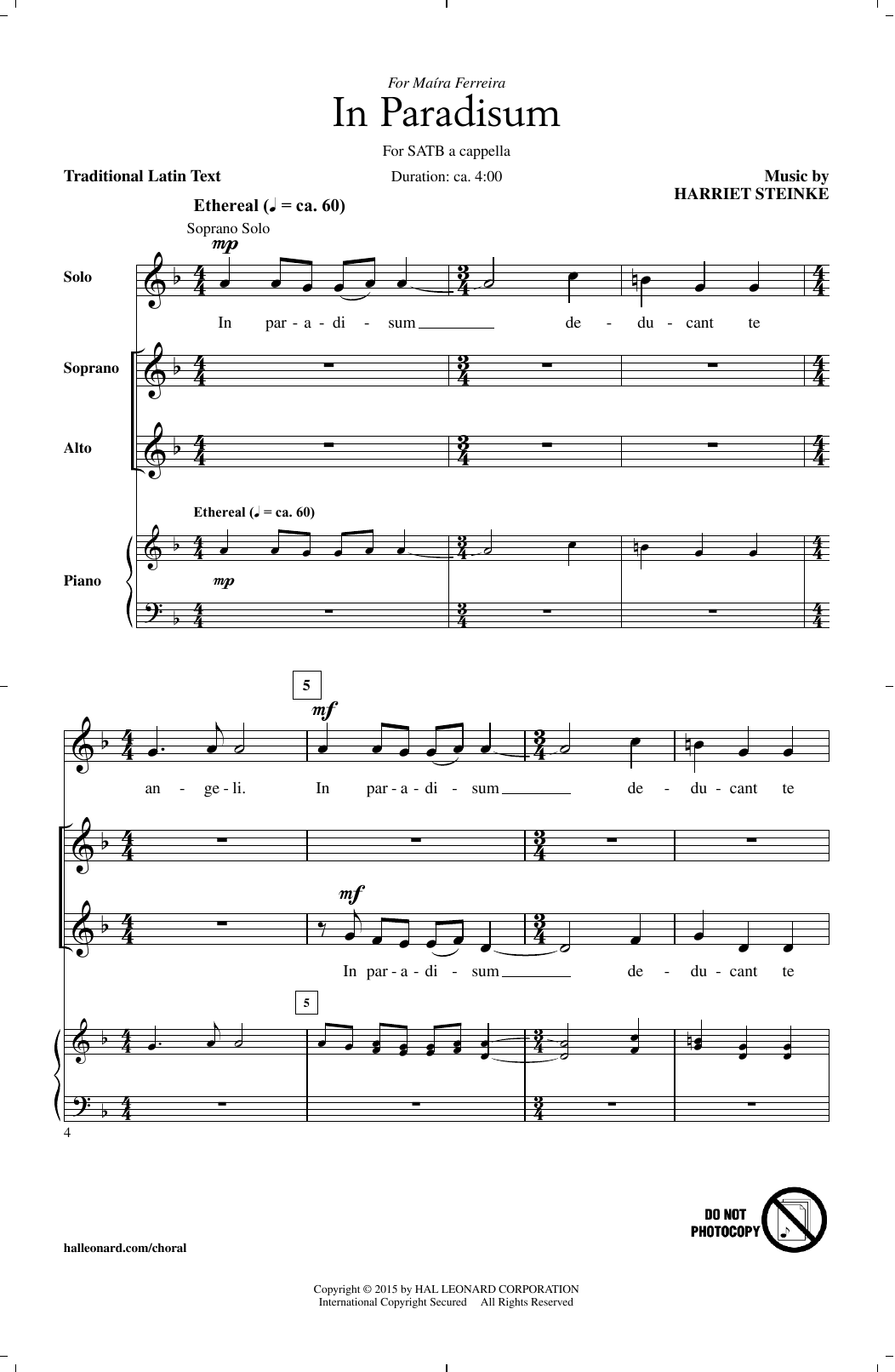 Harriet Steinke In Paradisum Sheet Music Notes & Chords for SATB - Download or Print PDF