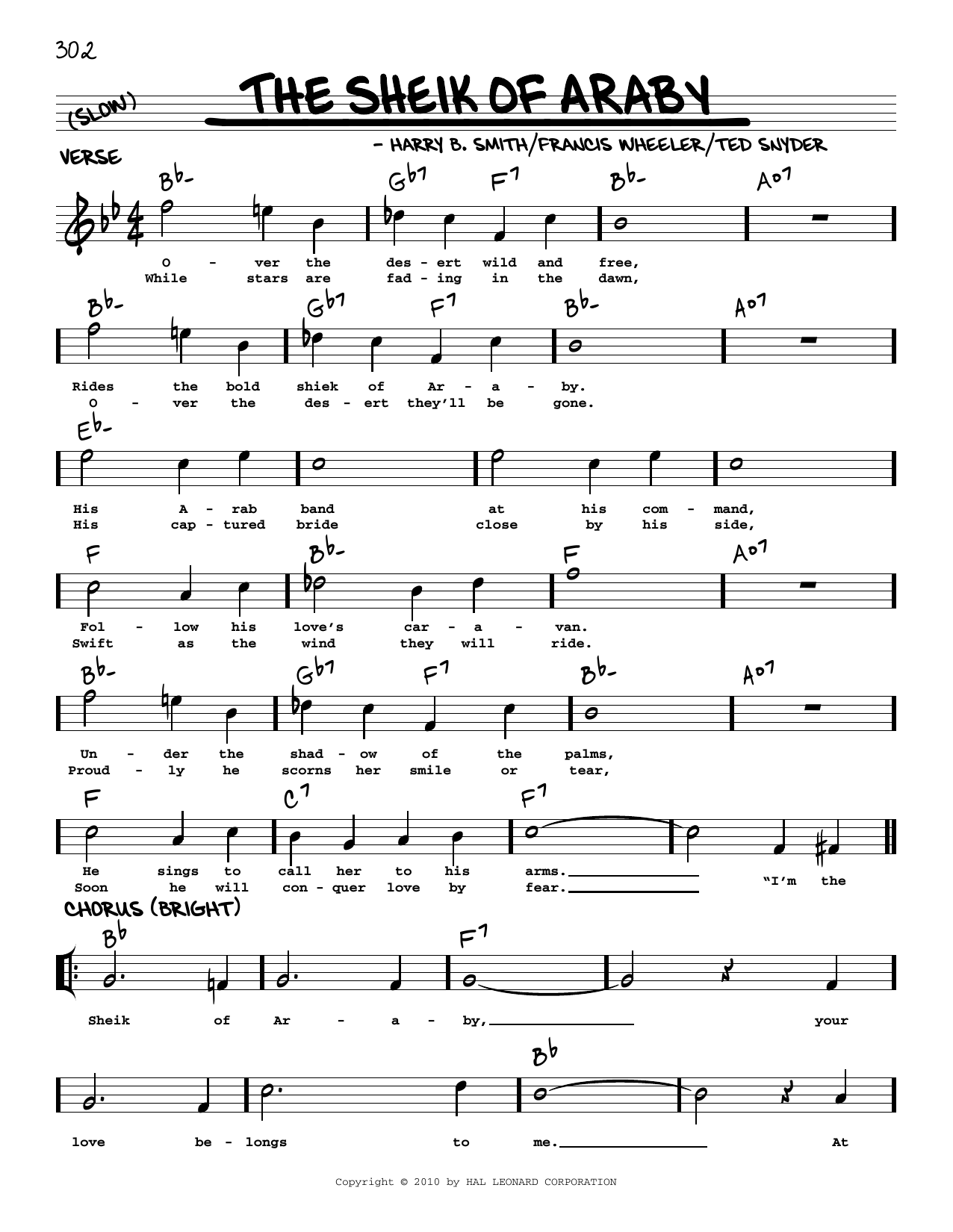 Harry B. Smith The Sheik Of Araby (arr. Robert Rawlins) Sheet Music Notes & Chords for Real Book – Melody, Lyrics & Chords - Download or Print PDF