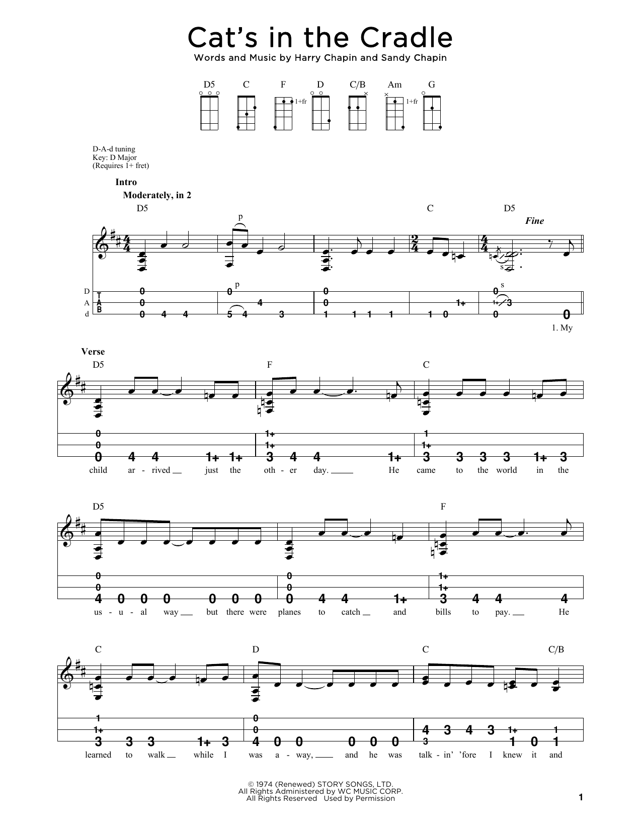 Harry Chapin Cat's In The Cradle (arr. Steven B. Eulberg) Sheet Music Notes & Chords for Dulcimer - Download or Print PDF