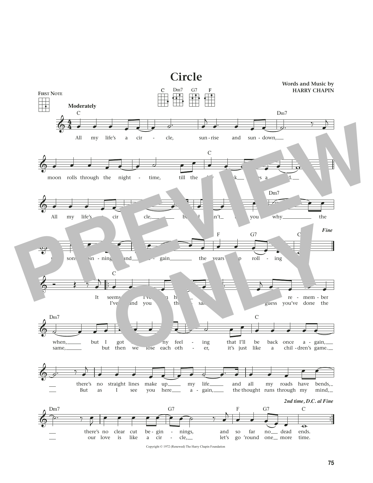 Harry Chapin Circle (Circles) (from The Daily Ukulele) (arr. Jim Beloff) Sheet Music Notes & Chords for Ukulele - Download or Print PDF