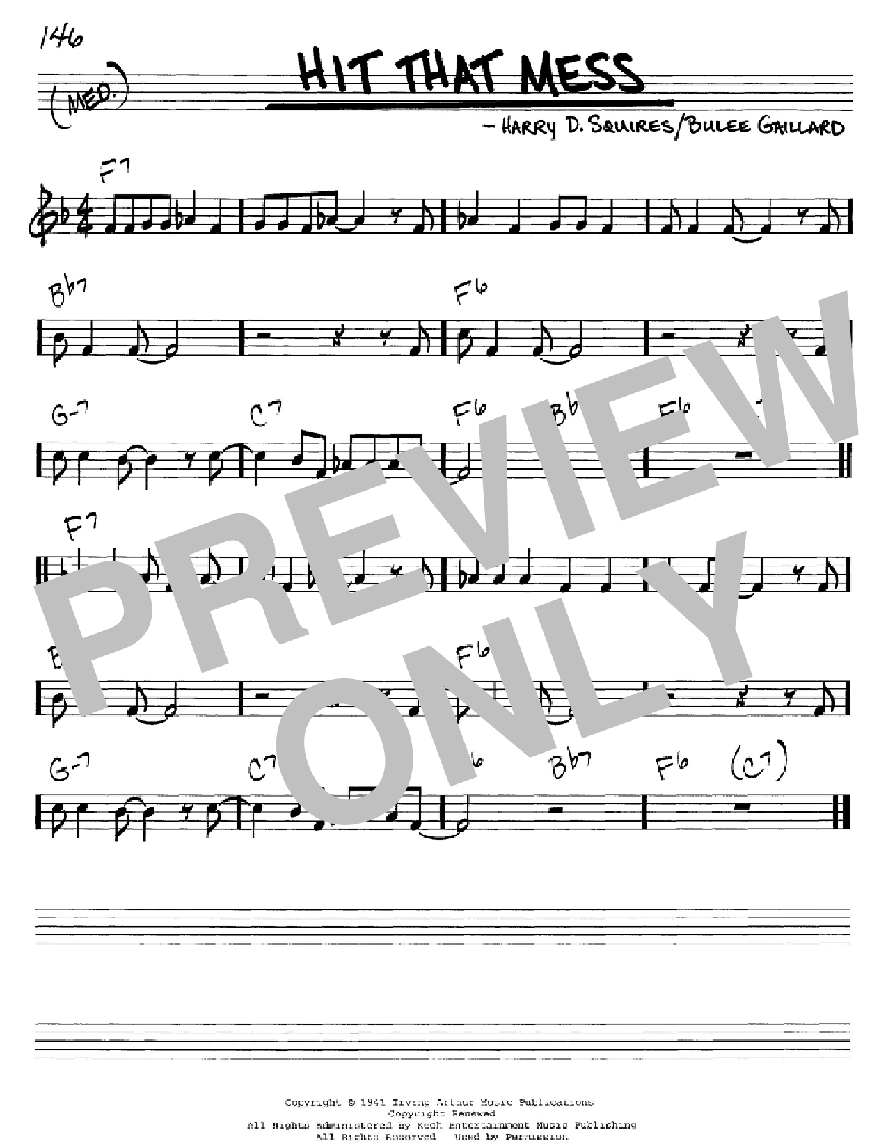 Harry D. Squires Hit That Mess Sheet Music Notes & Chords for Real Book - Melody & Chords - C Instruments - Download or Print PDF