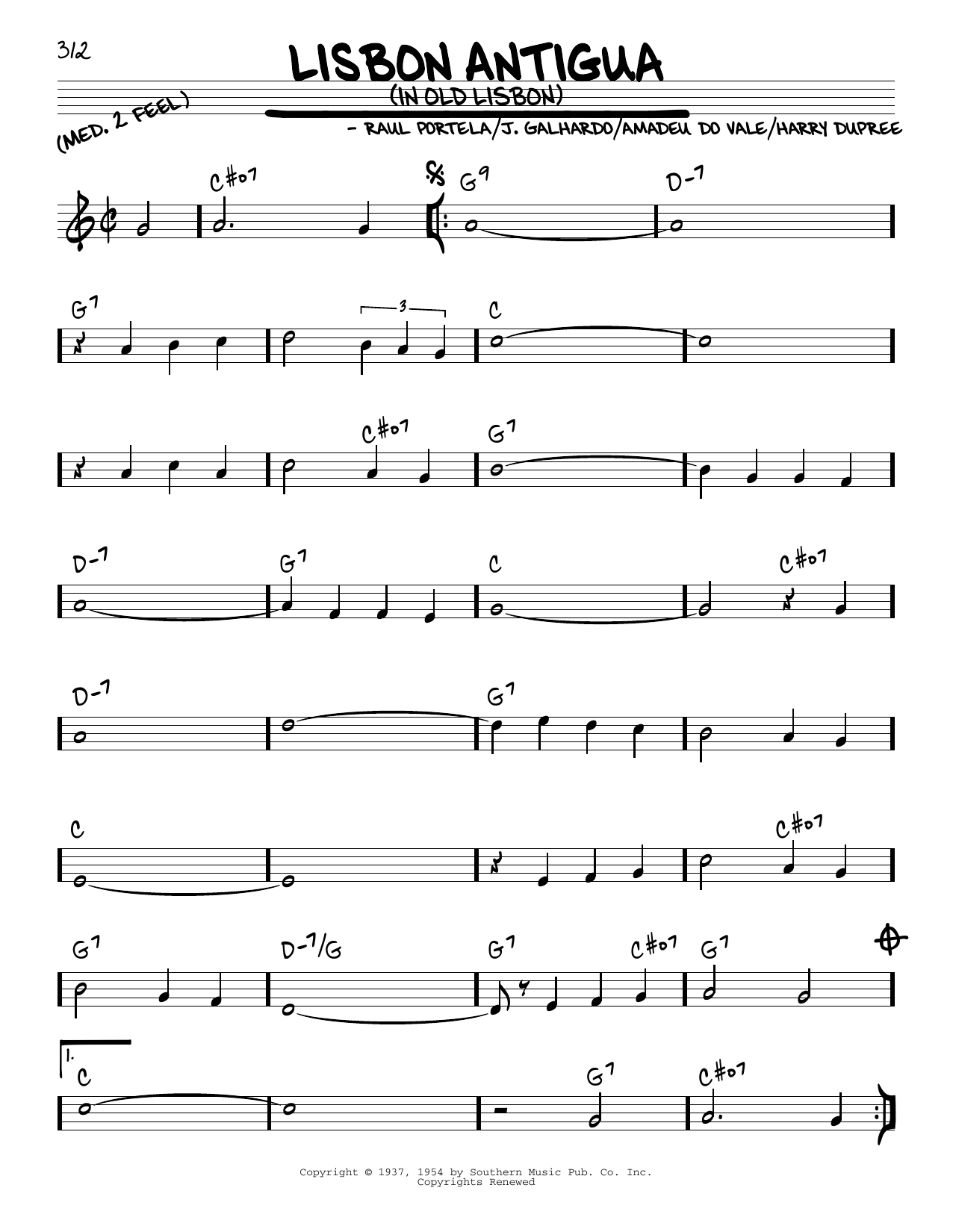 Harry Dupree Lisbon Antigua (In Old Lisbon) Sheet Music Notes & Chords for Real Book – Melody & Chords - Download or Print PDF