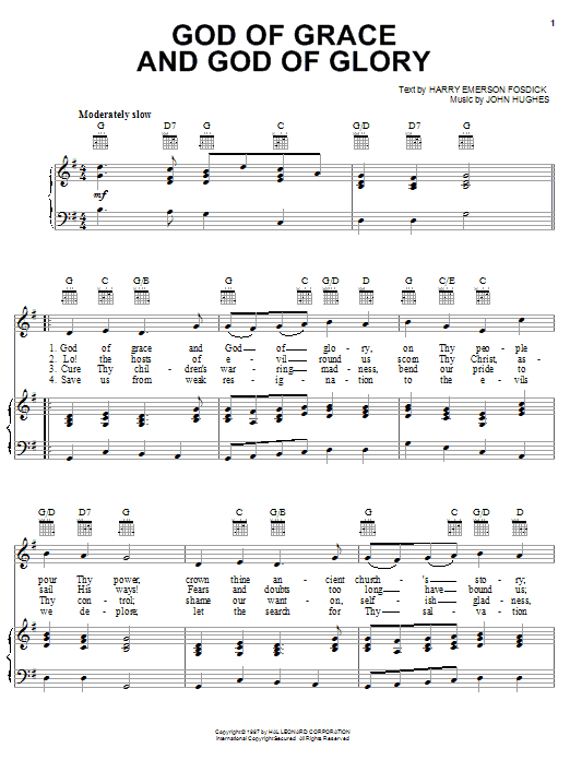 Harry Emerson Fosdick God Of Grace And God Of Glory Sheet Music Notes & Chords for Guitar Tab - Download or Print PDF