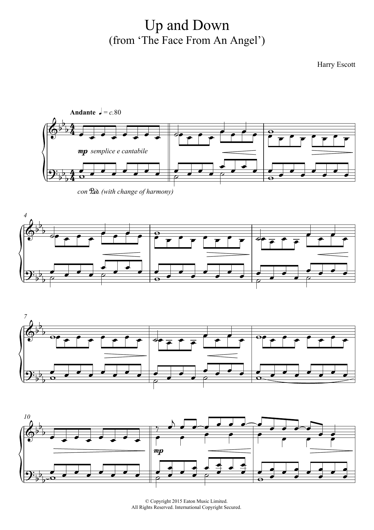 Harry Escott Up and Down (from The Face Of An Angel) Sheet Music Notes & Chords for Piano - Download or Print PDF