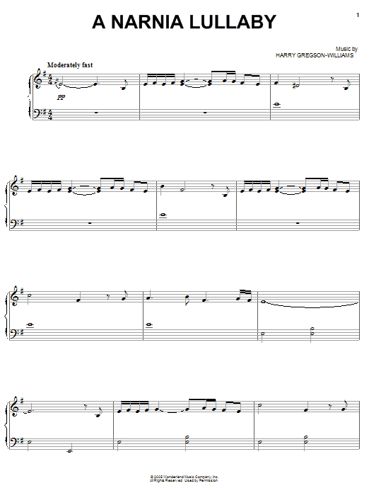 Harry Gregson-Williams A Narnia Lullaby Sheet Music Notes & Chords for Easy Piano - Download or Print PDF