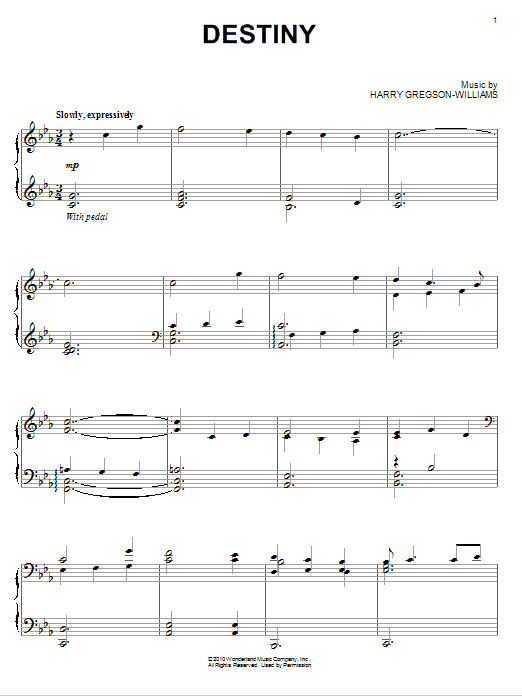 Harry Gregson-Williams Destiny Sheet Music Notes & Chords for Piano - Download or Print PDF