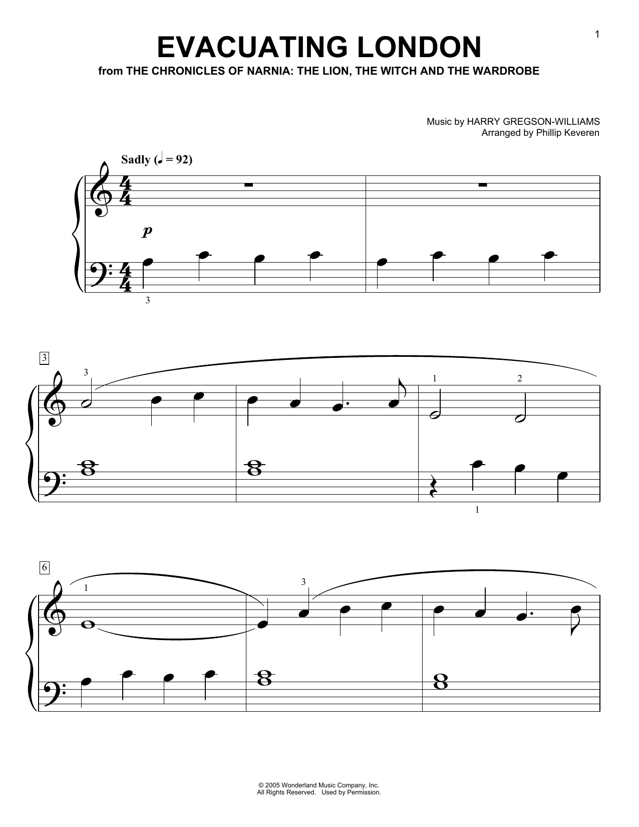 Harry Gregson-Williams Evacuating London (arr. Phillip Keveren) Sheet Music Notes & Chords for Big Note Piano - Download or Print PDF