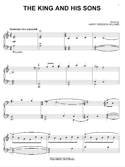 Harry Gregson-Williams The King And His Sons Sheet Music Notes & Chords for Piano - Download or Print PDF