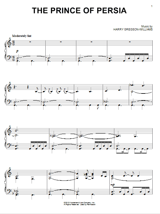 Harry Gregson-Williams The Prince Of Persia Sheet Music Notes & Chords for Piano - Download or Print PDF