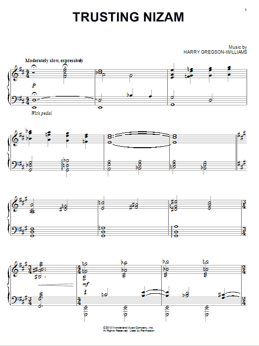 Harry Gregson-Williams Trusting Nizam Sheet Music Notes & Chords for Piano - Download or Print PDF