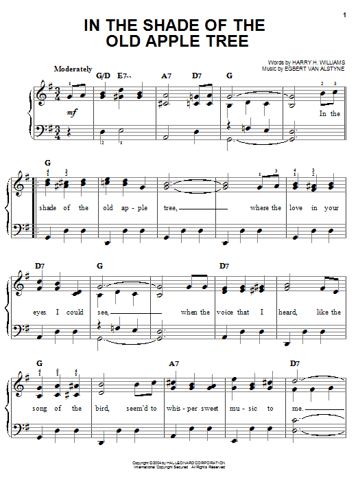 Egbert Van Alstyne In The Shade Of The Old Apple Tree Sheet Music Notes & Chords for Melody Line, Lyrics & Chords - Download or Print PDF