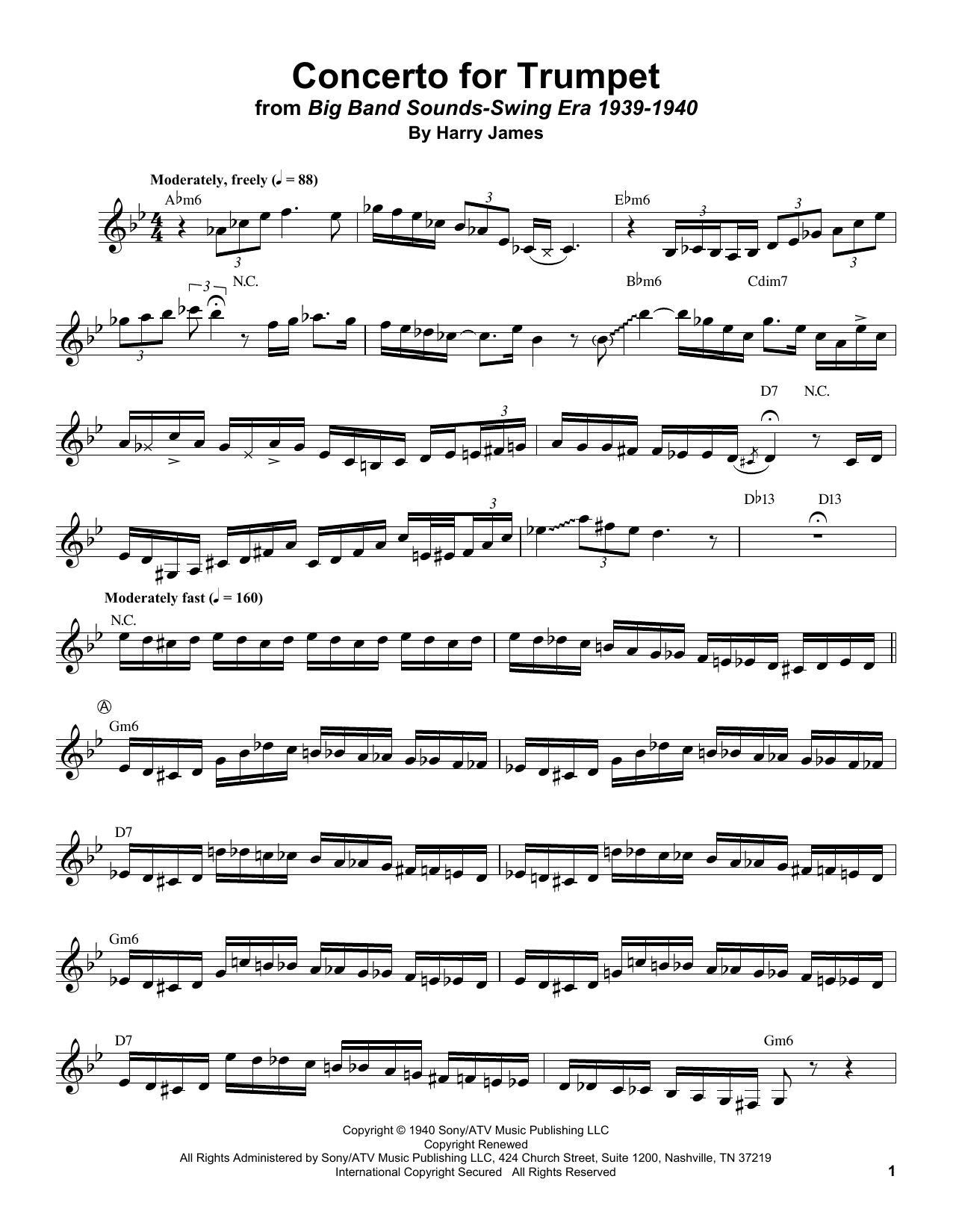 Harry James Concerto For Trumpet Sheet Music Notes & Chords for Trumpet Transcription - Download or Print PDF