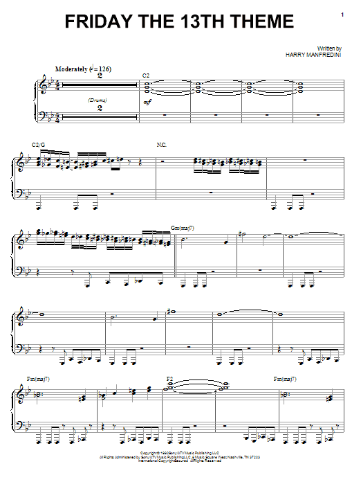 Harry Manfredini Friday The 13th Theme Sheet Music Notes & Chords for Easy Guitar Tab - Download or Print PDF