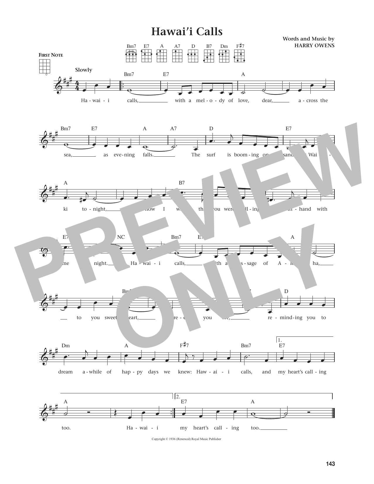 Harry Owens Hawai'i Calls (from The Daily Ukulele) (arr. Jim Beloff) Sheet Music Notes & Chords for Ukulele - Download or Print PDF