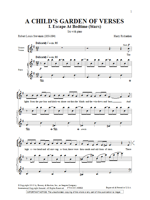 Harry Richardson A Child's Garden Of Verses Sheet Music Notes & Chords for SSA - Download or Print PDF