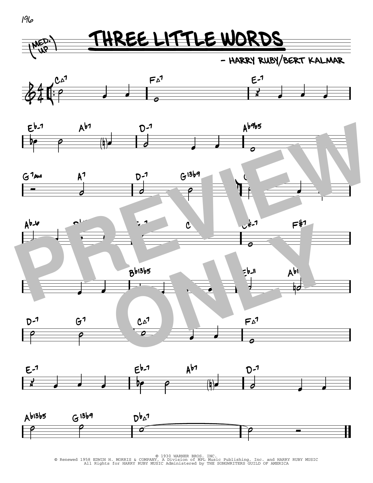 Harry Ruby Three Little Words (arr. David Hazeltine) Sheet Music Notes & Chords for Real Book – Enhanced Chords - Download or Print PDF