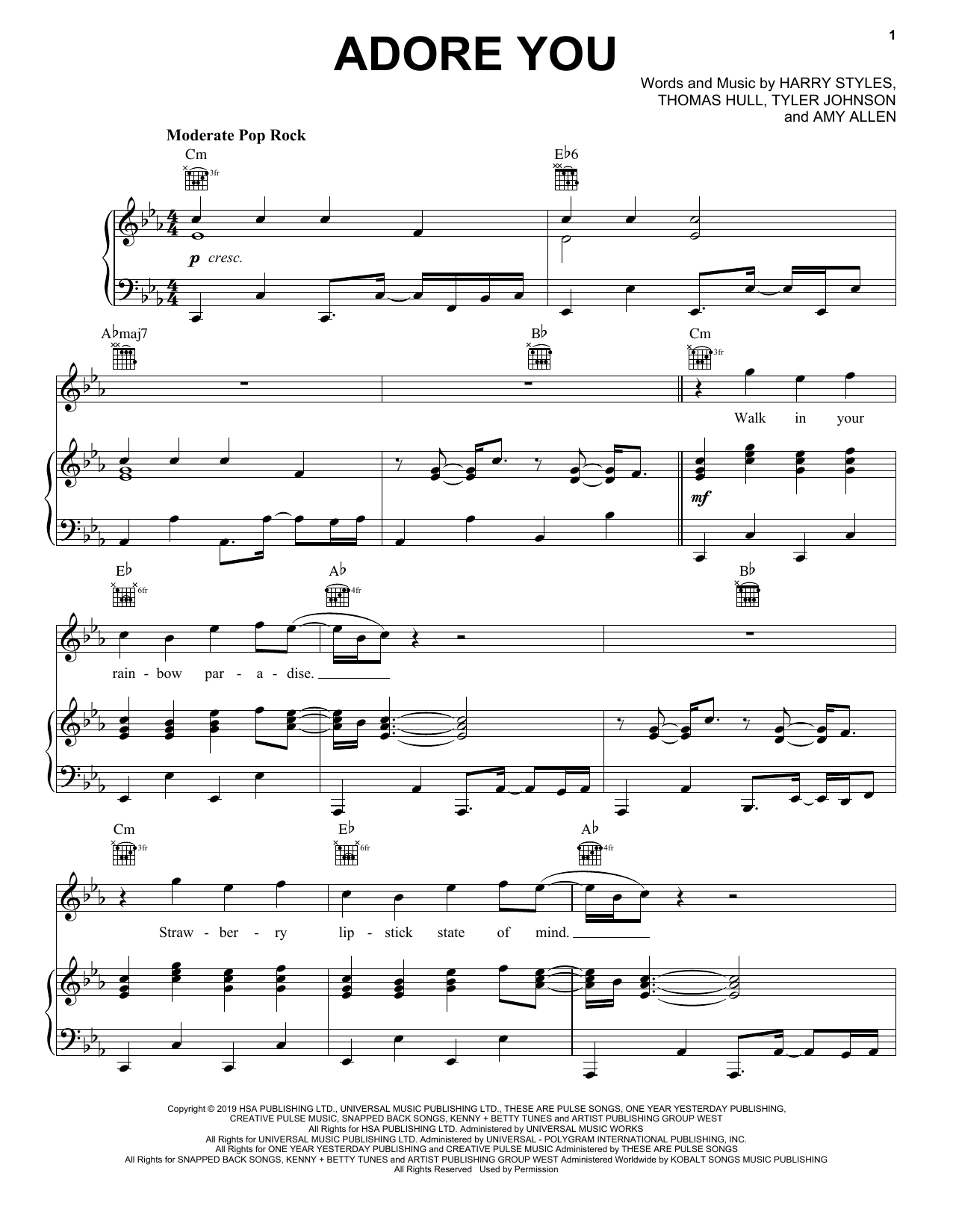 Harry Styles Adore You Sheet Music Notes & Chords for Ukulele - Download or Print PDF