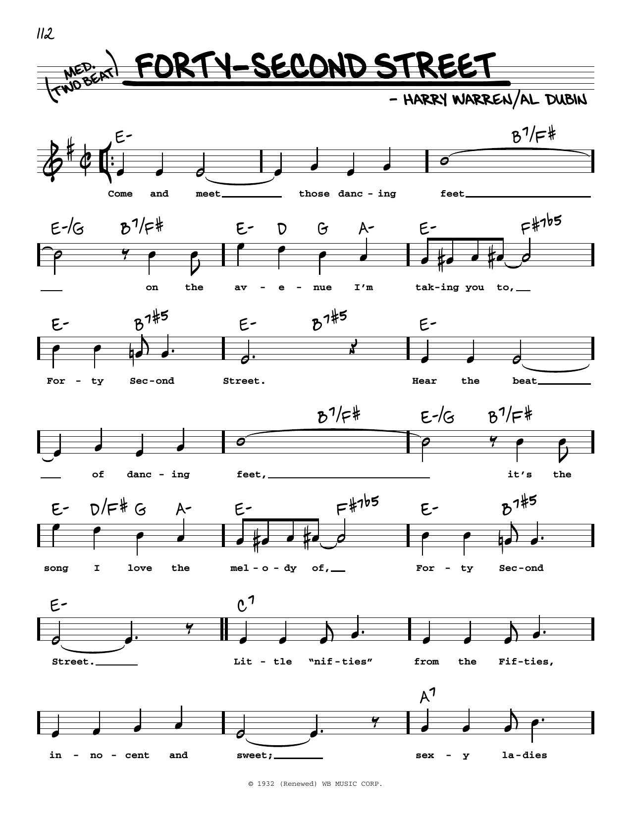 Harry Warren and Al Dubin Forty-Second Street (High Voice) (from 42nd Street) Sheet Music Notes & Chords for Real Book – Melody, Lyrics & Chords - Download or Print PDF