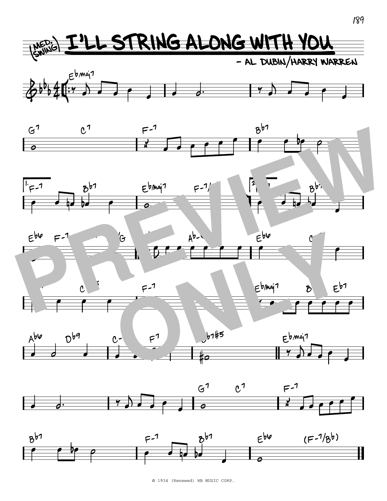 Harry Warren and Al Dubin I'll String Along With You Sheet Music Notes & Chords for Real Book – Melody & Chords - Download or Print PDF