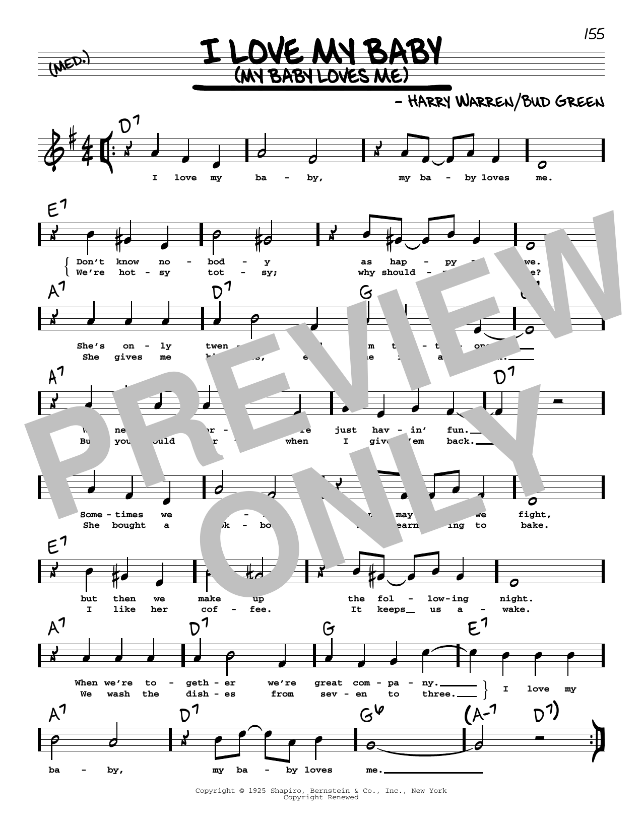 Harry Warren and Bud Green I Love My Baby (My Baby Loves Me) (High Voice) Sheet Music Notes & Chords for Real Book – Melody, Lyrics & Chords - Download or Print PDF