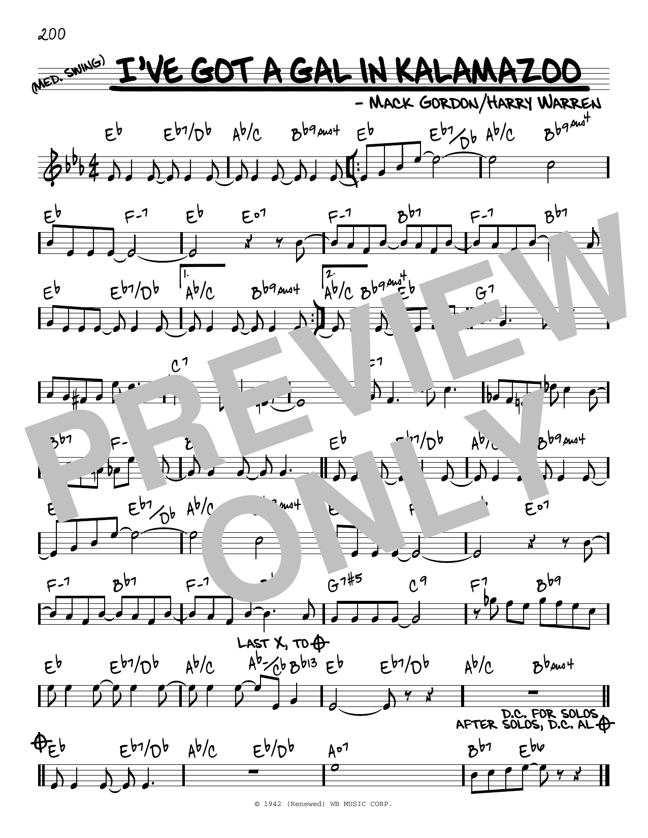 Harry Warren and Mack Gordon I've Got A Gal In Kalamazoo Sheet Music Notes & Chords for Real Book – Melody & Chords - Download or Print PDF