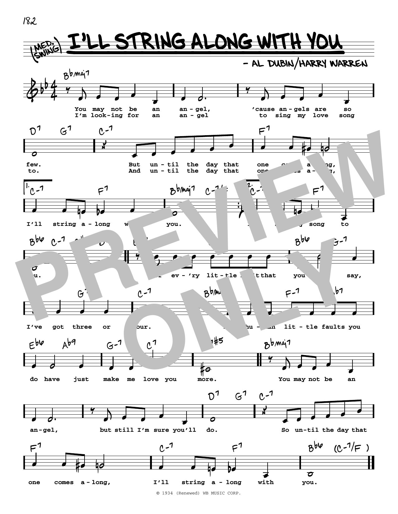Harry Warren I'll String Along With You (Low Voice) Sheet Music Notes & Chords for Real Book – Melody, Lyrics & Chords - Download or Print PDF