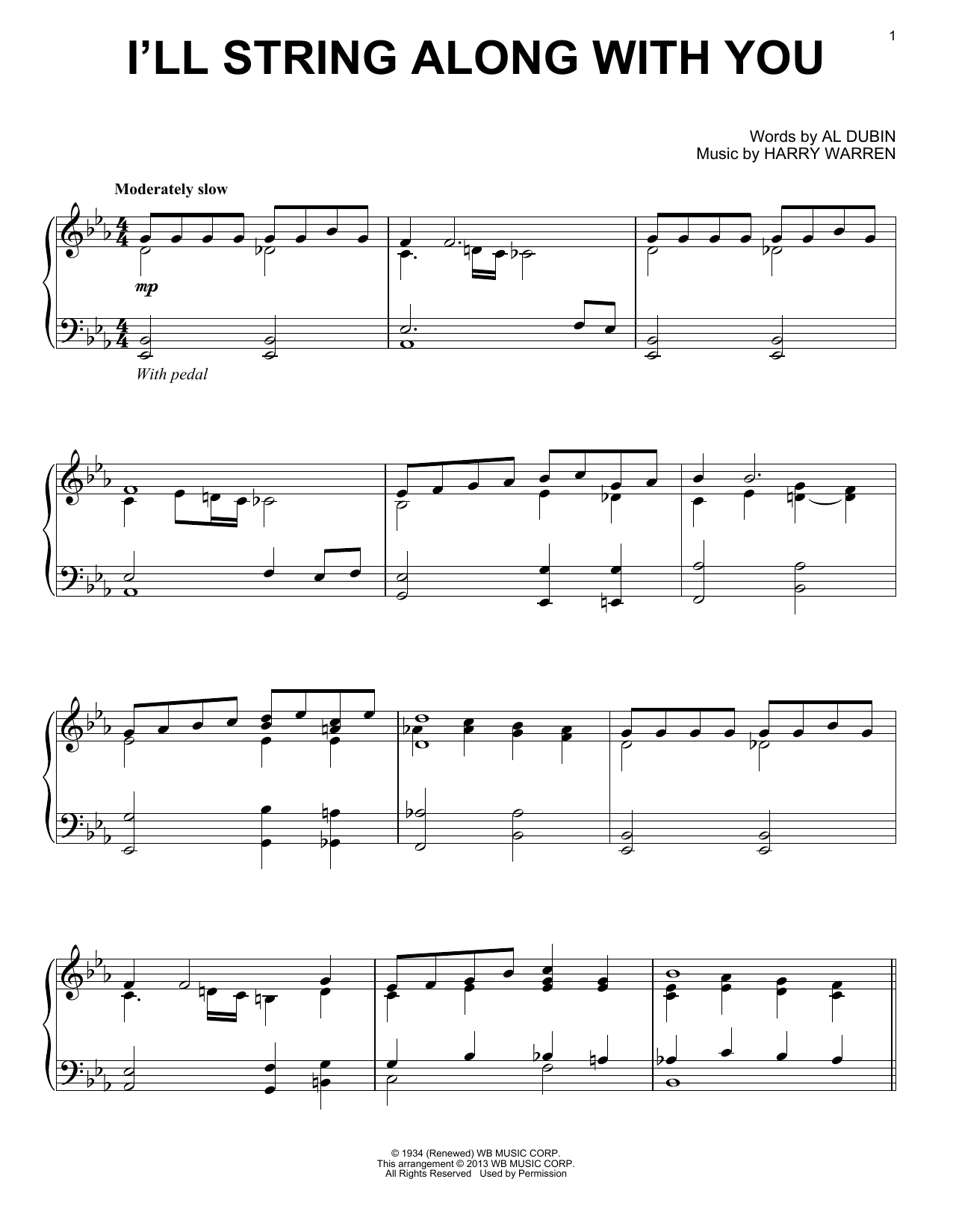 Harry Warren I'll String Along With You Sheet Music Notes & Chords for Piano, Vocal & Guitar (Right-Hand Melody) - Download or Print PDF