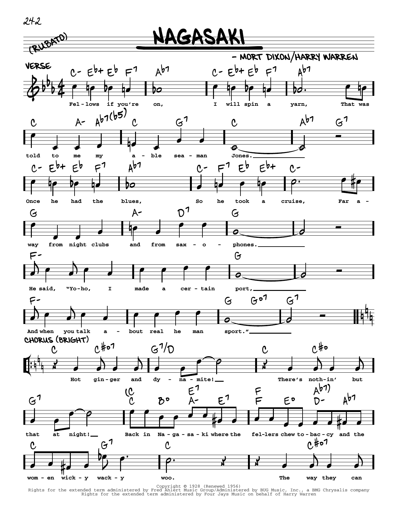 Harry Warren Nagasaki (arr. Robert Rawlins) Sheet Music Notes & Chords for Real Book – Melody, Lyrics & Chords - Download or Print PDF